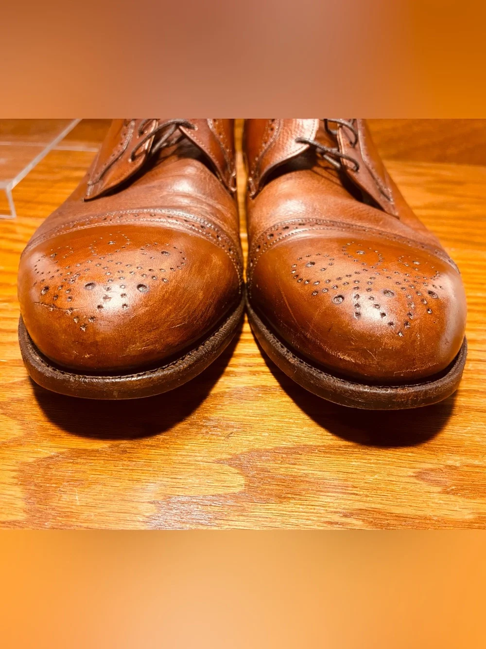 VTG Johnston & Murphy Brogue Wingtip Oxford Shoes Brown Leather Men’s Size 12